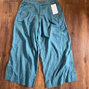 Athelta Playa Linen Wide Crop Pant in Borealis Green 12 Tall